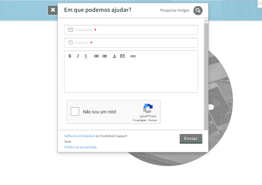 Tela para enviar liberação para emissão de NFS-e na Conta Azul no padrão Versa.
