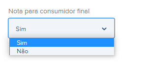 Tela com destaque para o campo Nota para consumidor final.