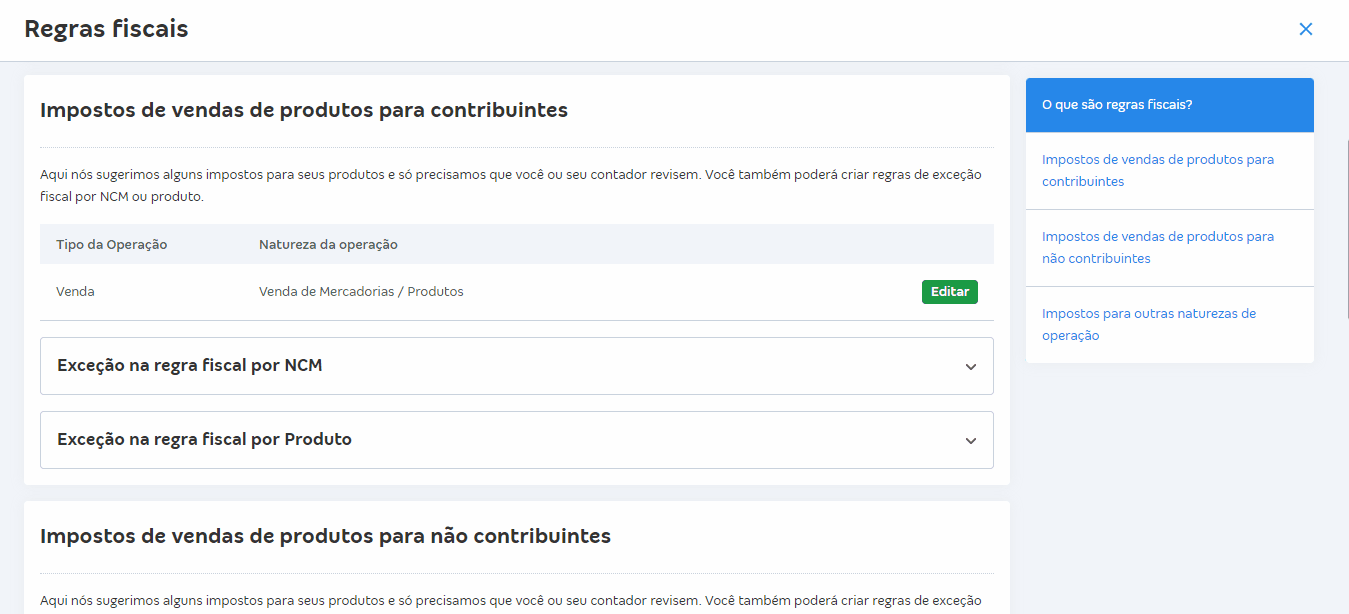 Passo a passo para configurar a regra fiscal por Exceção por NCM ou por Produto no Simples Nacional.