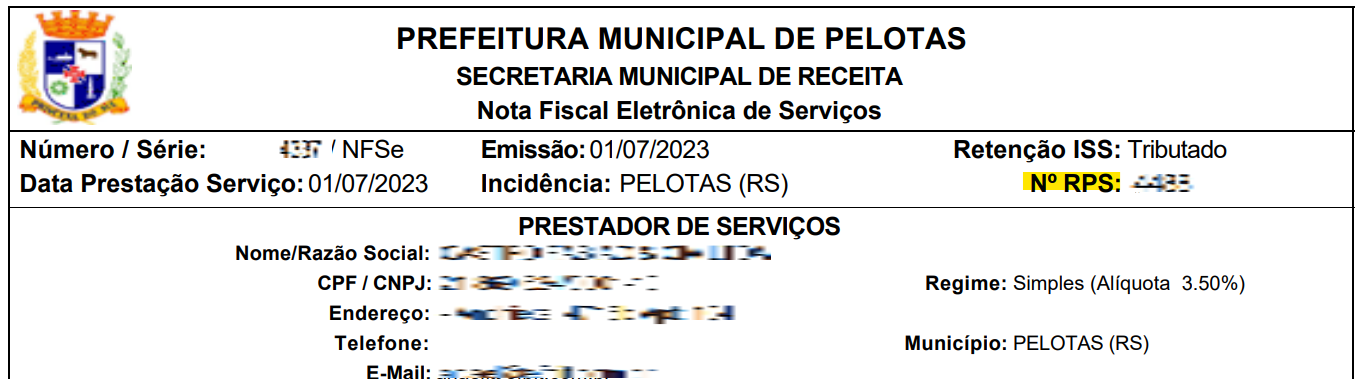 Tela para consulta do Último RPS utilizado no padrão Asten.