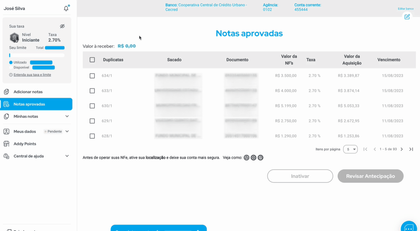 Passo a passo para Simular Antecipação com a Adiante.