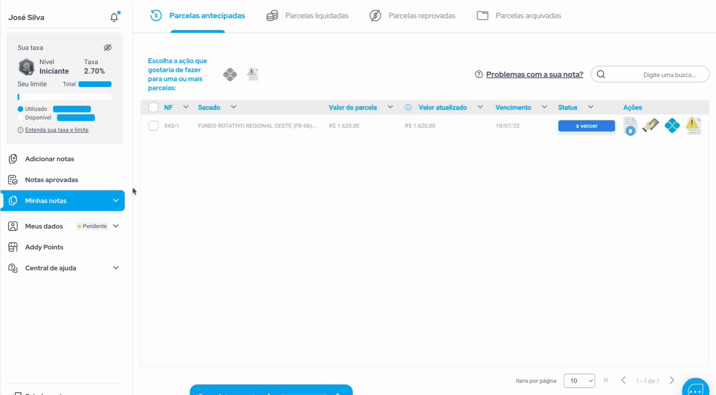 Passo a passo para acessar Notas antecipadas no site da Adiante.