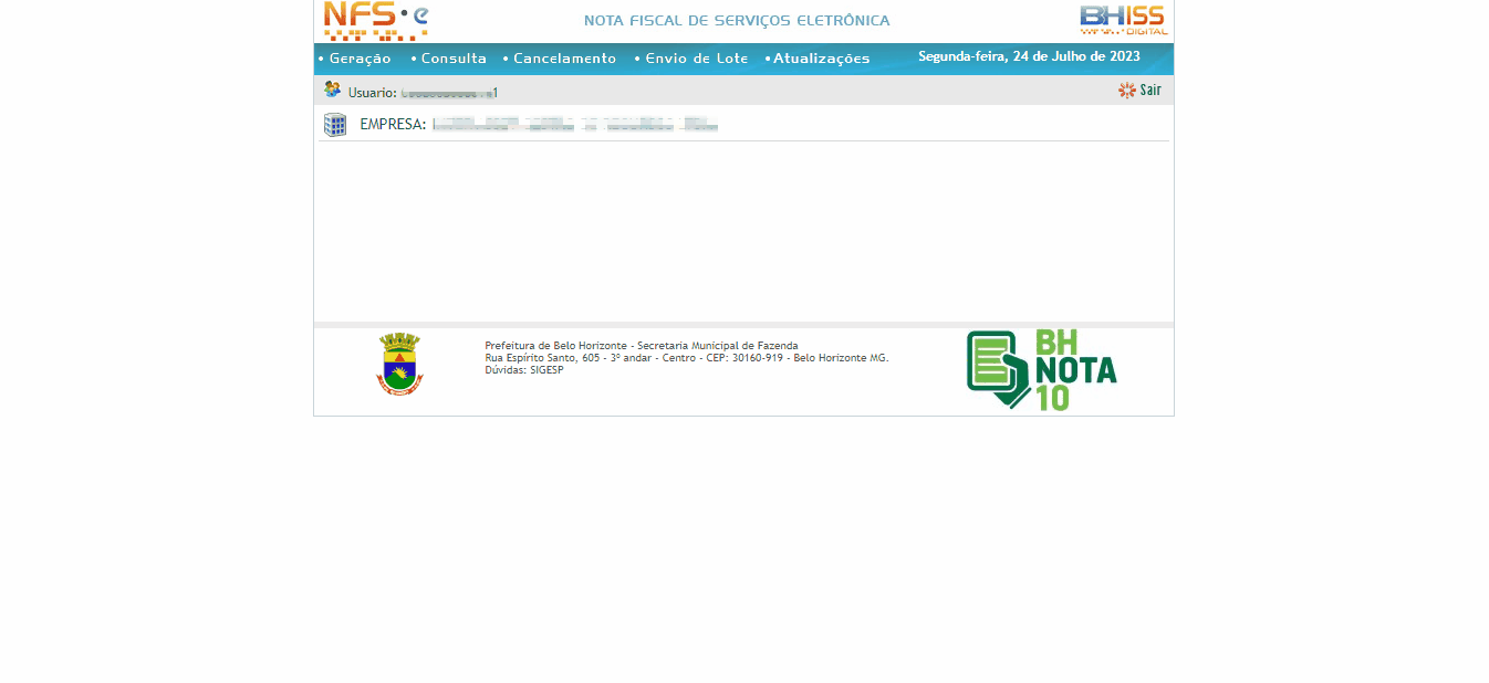 Passo a passo para consulta da Inscrição Municipal no padrão Belo Horizonte.