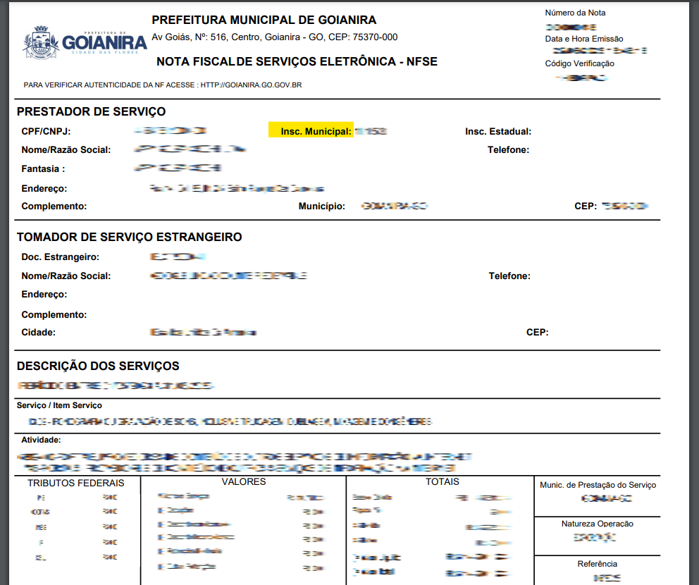 Tela para consulta da Inscrição Municipal no padrão BSIT-BR.