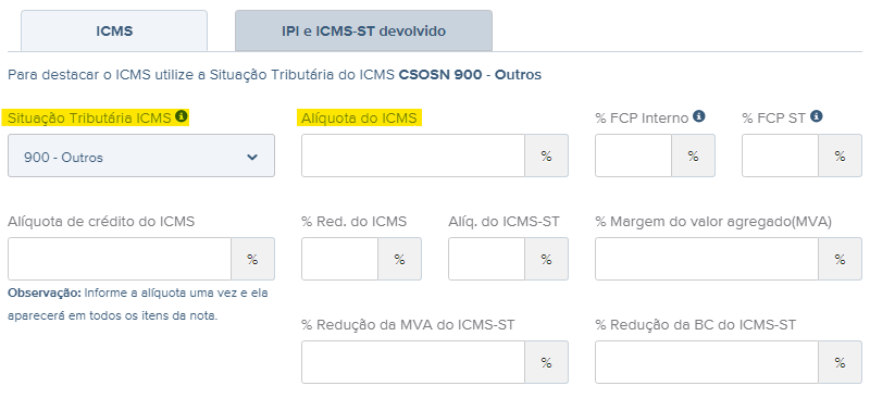Passo a passo para destacar os impostos na nota fiscal de devolução.