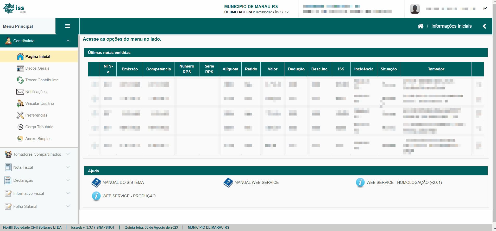 Passo a passo para consulta do Regime Especial de Tributação no padrão Fiorilli ISS Web.