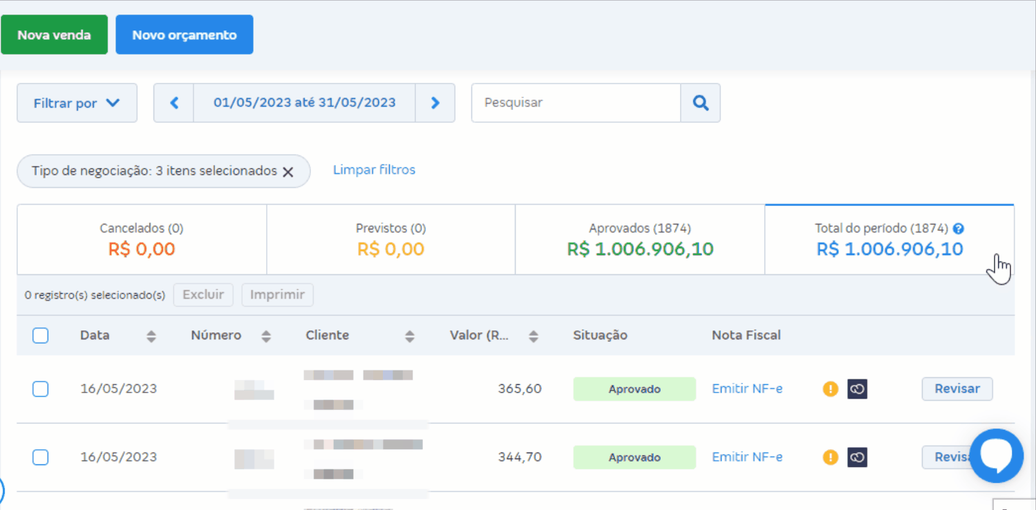 Passo a passo para consultar vendas importadas da Nuvemshop.