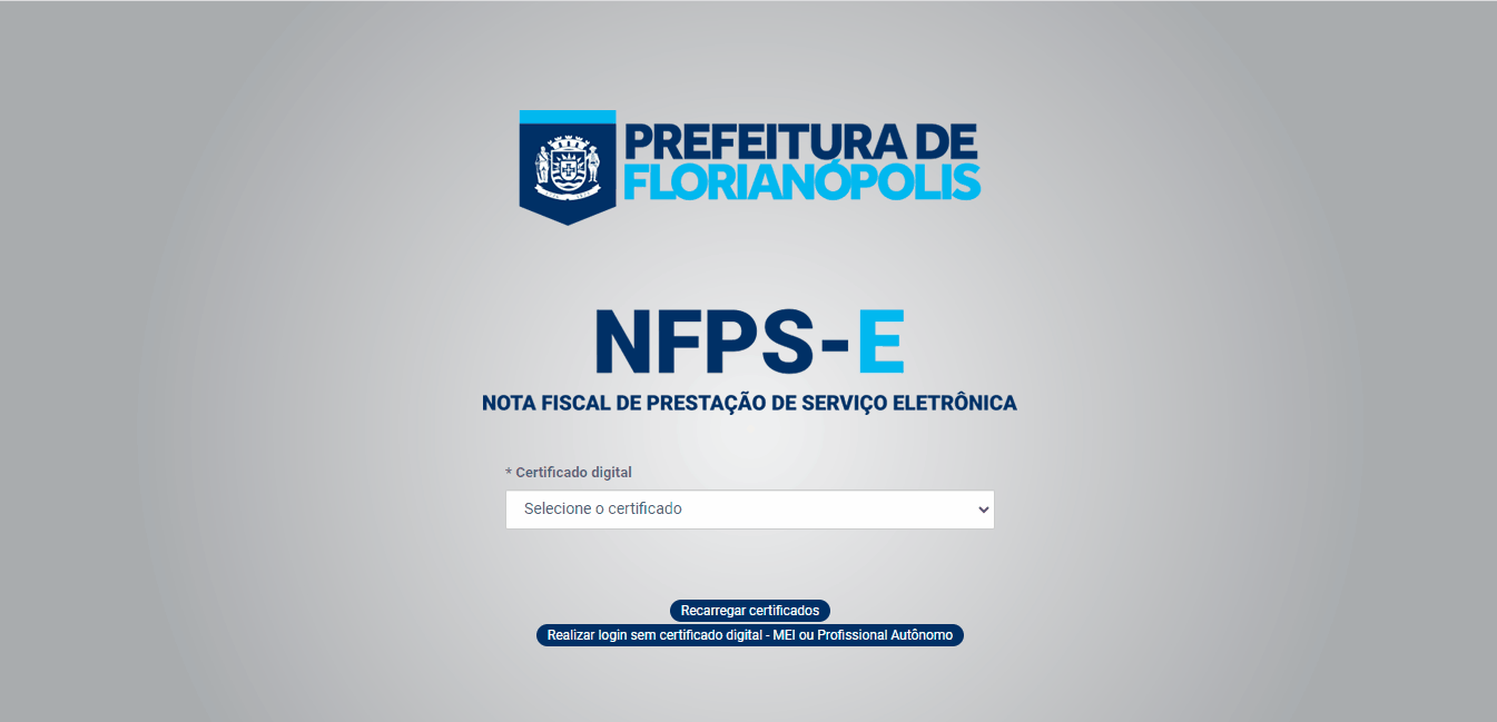 Tela de login no portal da prefeitura.