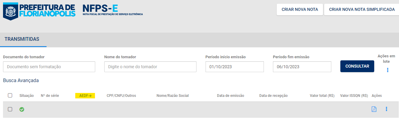 Passo a passo para consulta do AEDF no padrão Florianópolis.