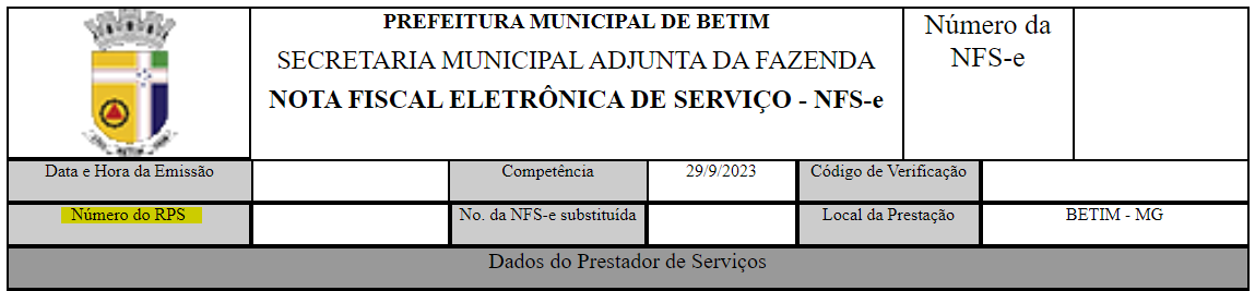 Tela para consulta do Último RPS utilizado no padrão Ginfes.