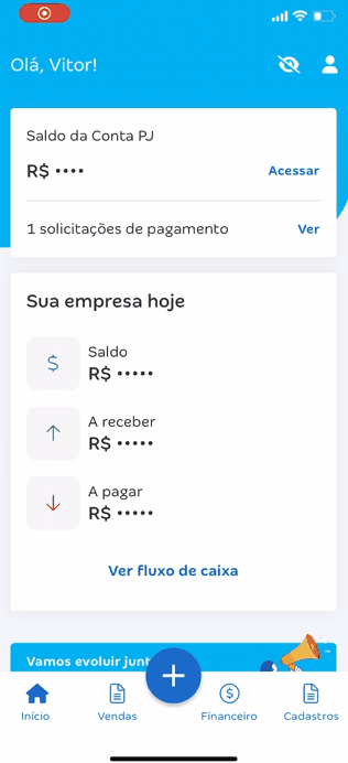 Passo a passo para pagar contas com Pix utilizando a Conta PJ da Conta Azul pelo Conta Azul de Bolso.