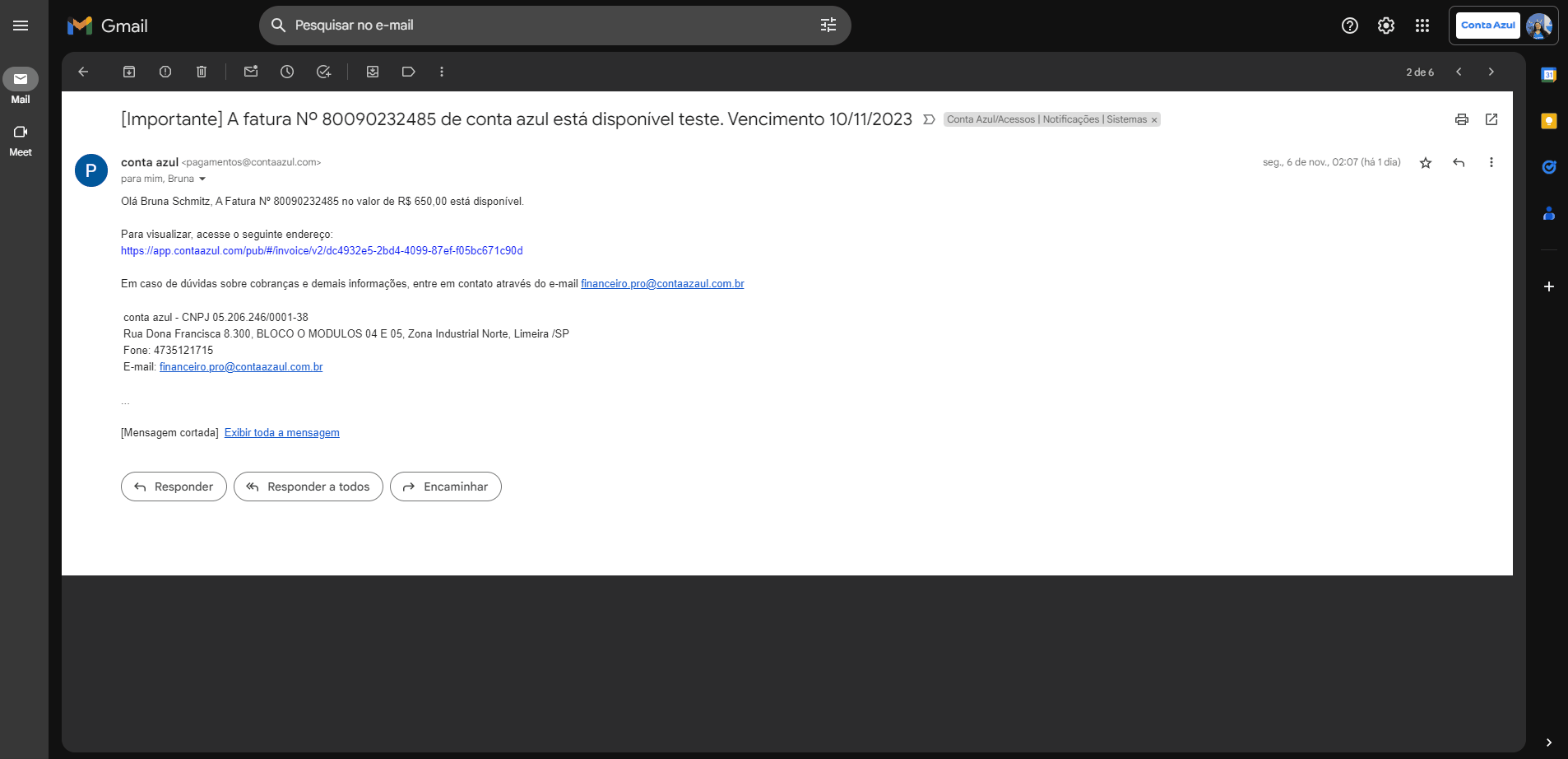 Passo a passo para visualizar a venda recebida por e-mail.