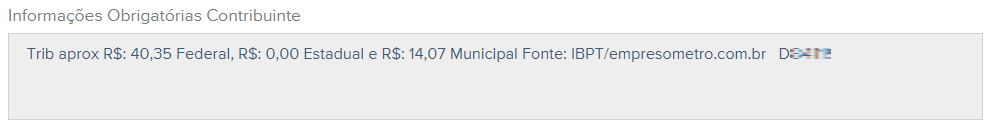 Tela de Informações Obrigatórias Contribuinte no rascunho da NFS-e.