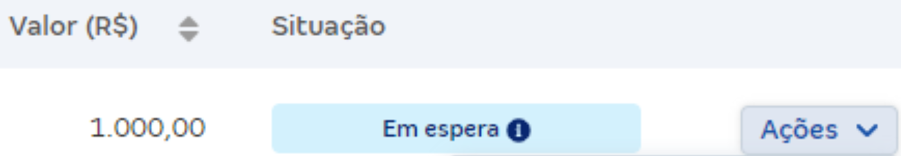 Tela com destaque para a situação Em espera da NFS-e.