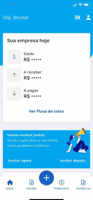 Passo a passo para visualizar o ID Suporte e acessar a Central de Ajuda através da Conta Azul de Bolso.