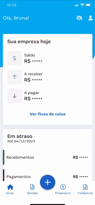 Passo a passo para visualizar os Dados da conta e notificações no Conta Azul de Bolso.