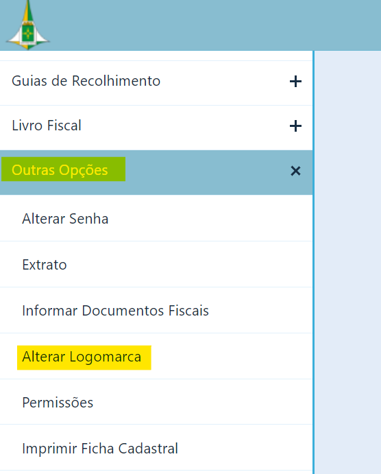 Tela para alterar logomarca no padrão ISS.net.