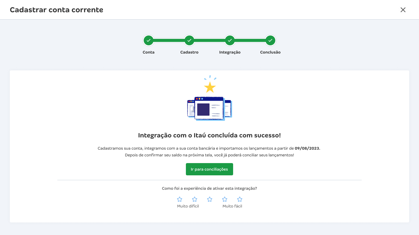 Tela conclusão Open Finance.
