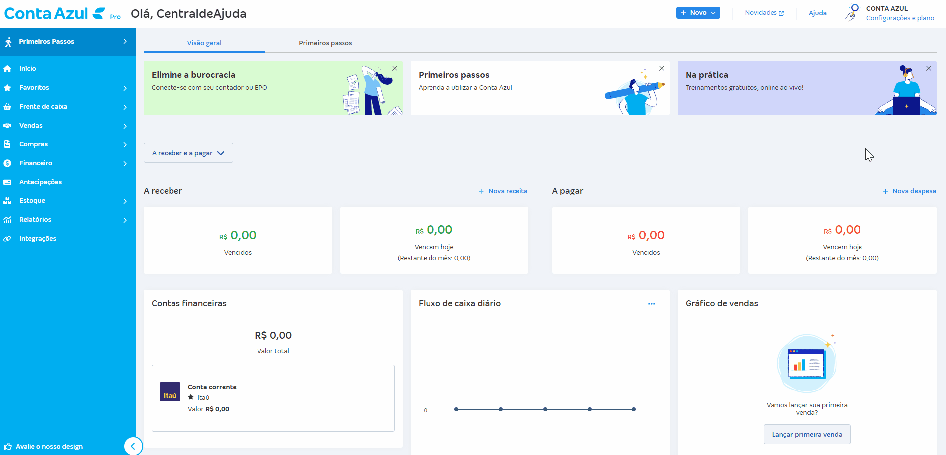Passo a passo para acessar configurações dos Dados da empresa.
