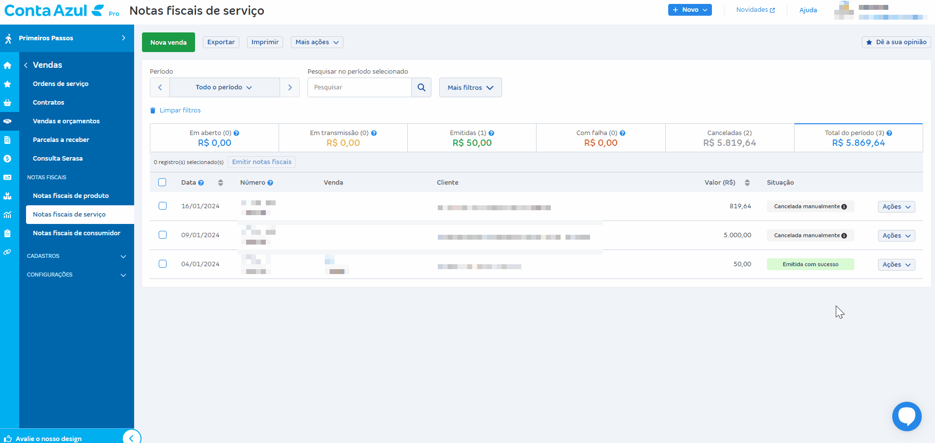 NFSe como fazer o cancelamento Conta Azul