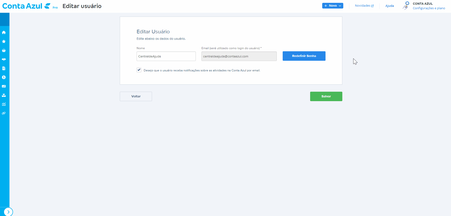 Passo a passo para bloquear os e-mails enviados pela Conta Azul.