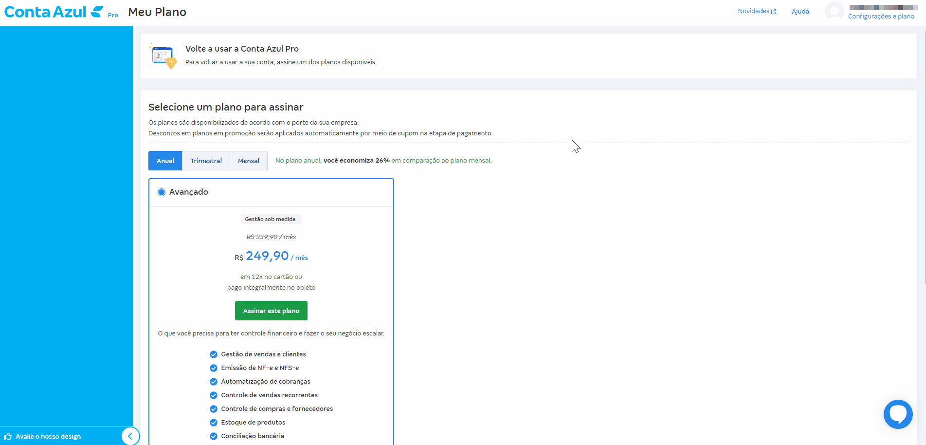 Passo a passo para acessar boleto de uma conta já está bloqueada por falta de pagamento.
