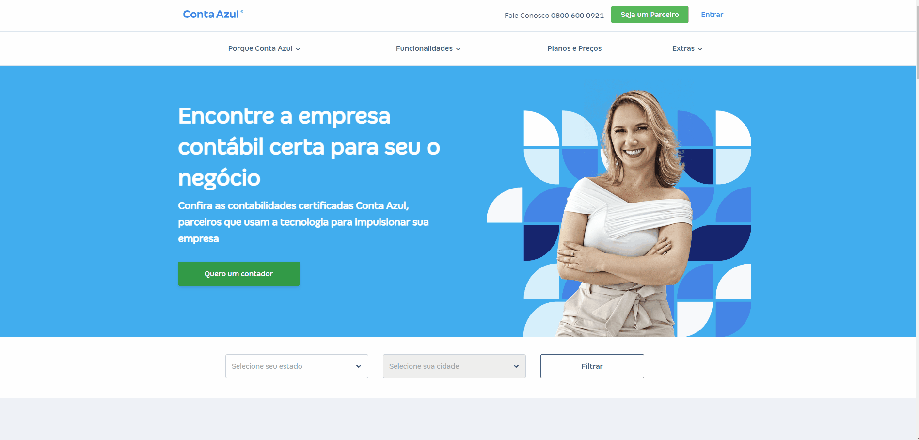 Passo a passo para navegar pelo diretório Encontre um Contador.