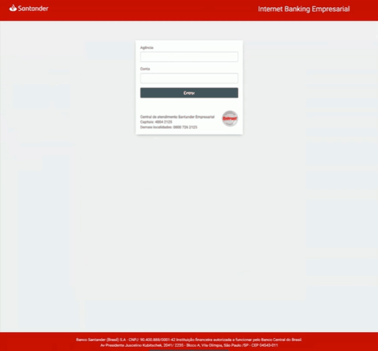 Configuração Santander internet banking.