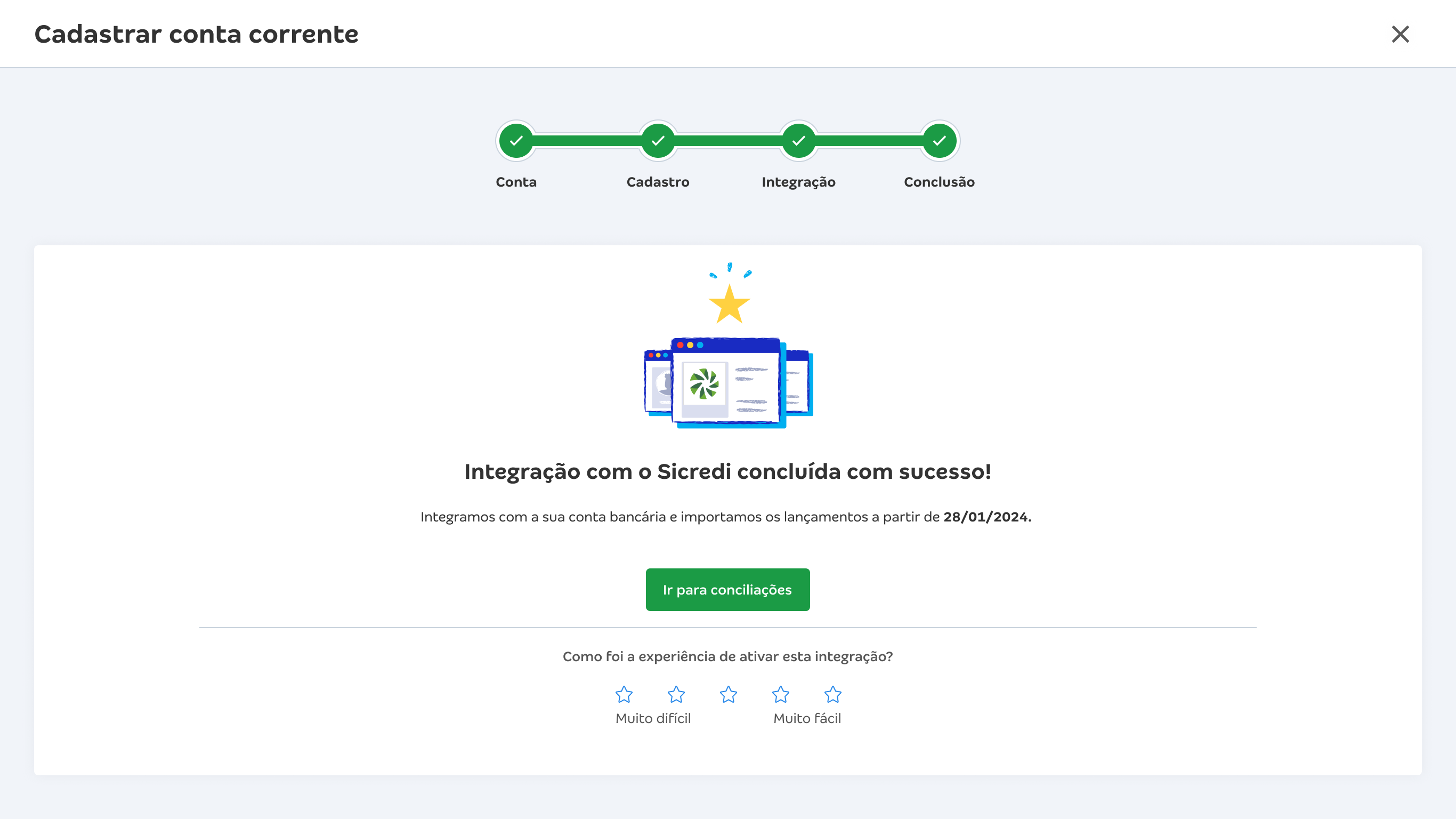 Passo a passo para concluir a configuração do Open Finance com Sicredi.