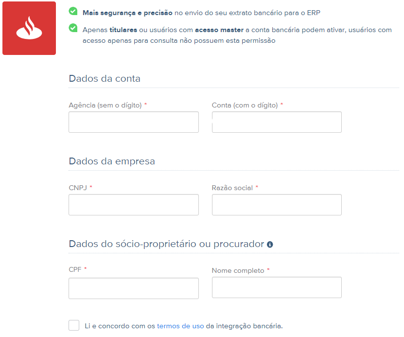 Tela ativação Santander.
