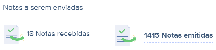 Tela com destaque para o total de notas a serem enviadas