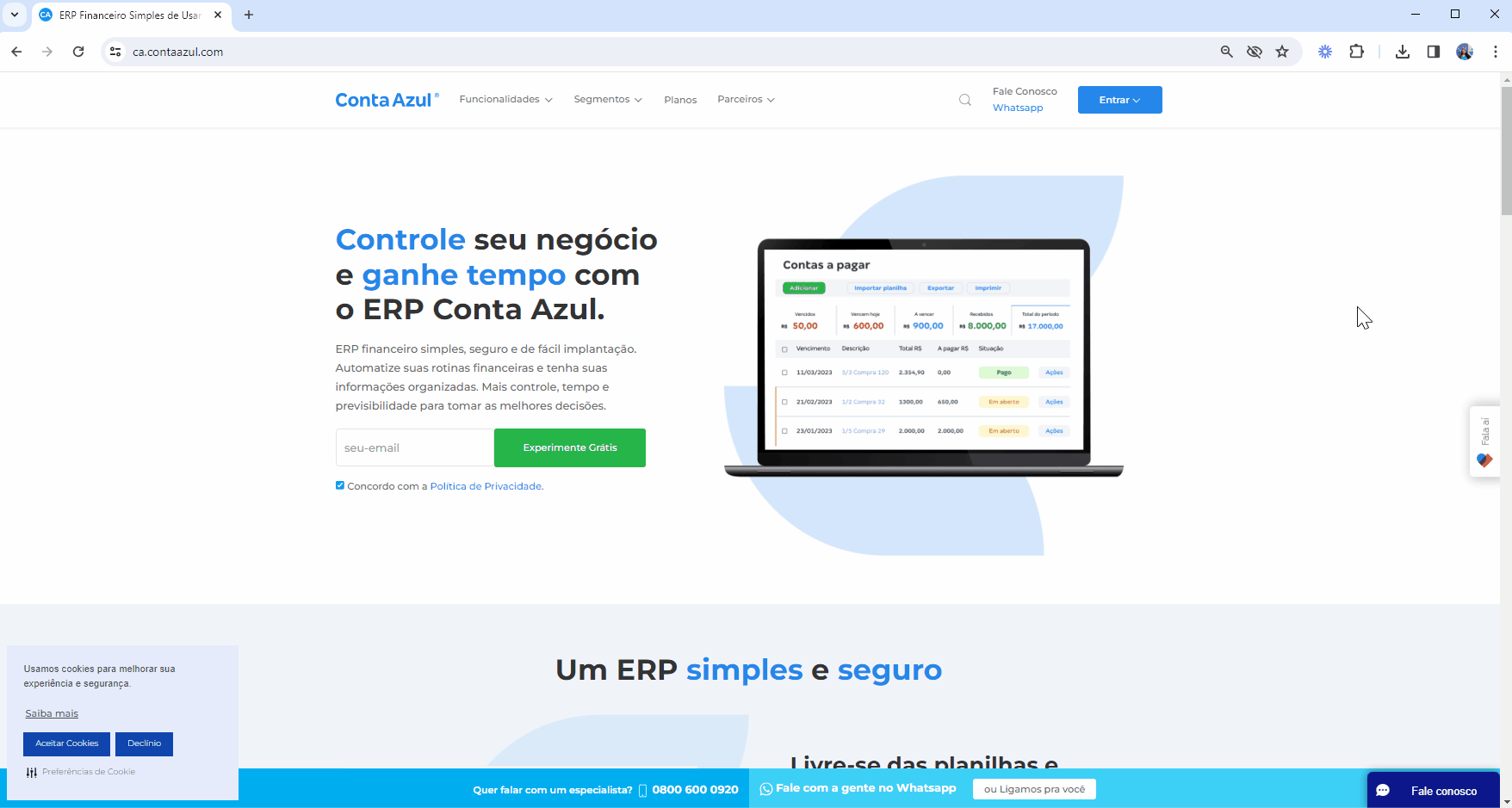 Configurações de pop-ups no Chrome.