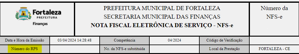Tela para consulta do Último RPS utilizado no padrão ISS Fortaleza.