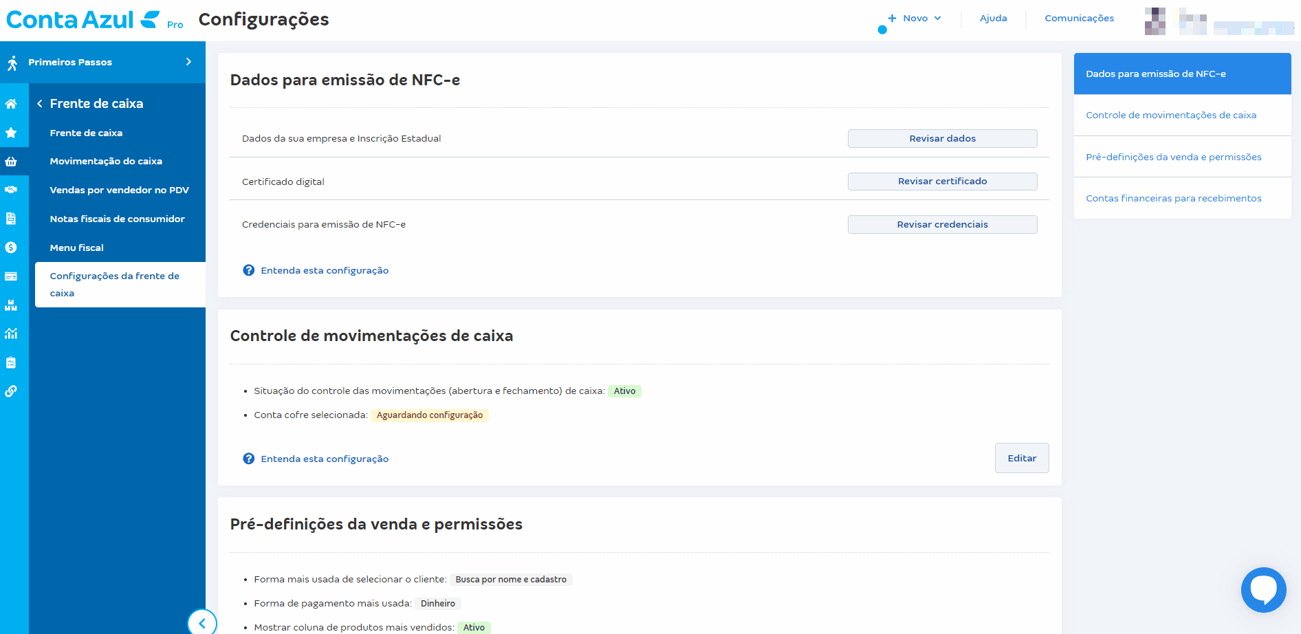 Passo a passo para configurar Nota Fiscal de Consumidor eletrônica (NFC-e).
