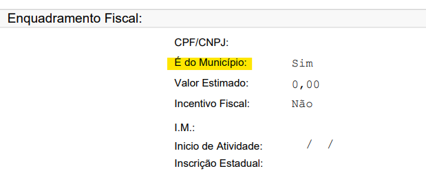 Tela para consulta da Natureza de operação padrão no padrão Nota Manaus.
