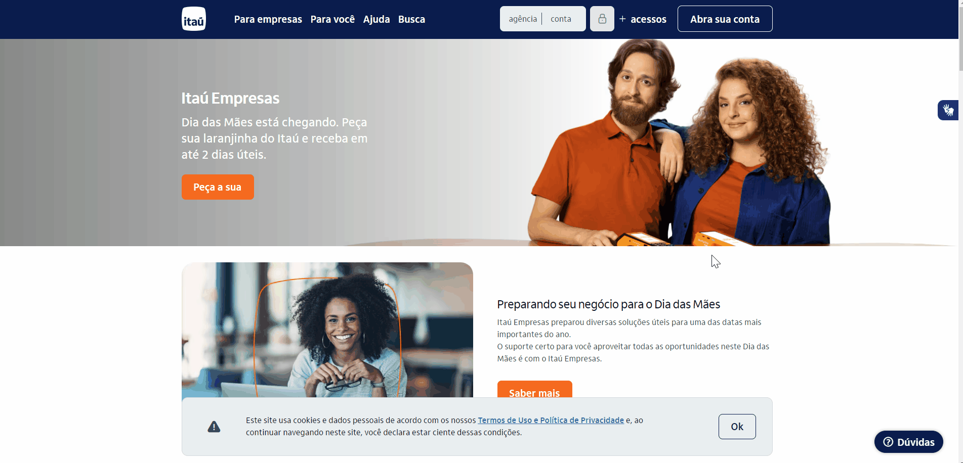 Passo a passo para acessar o site do Itaú e informar o código do operador para a integração.