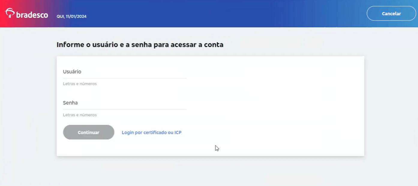 Passo a passo para concluir a configuração do Open Finance com Bradesco no internet banking.