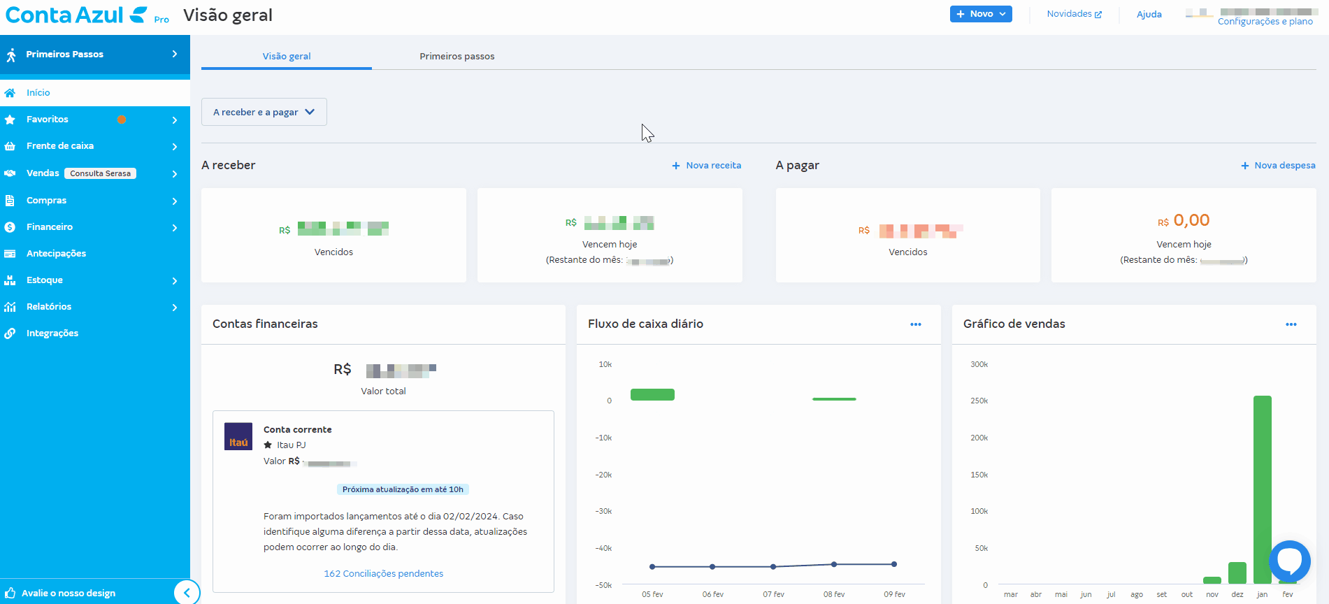 Configuração de juros e multas para Boleto da Conta Azul.