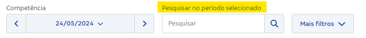 Tela de filtro para Pesquisar no período selecionado.