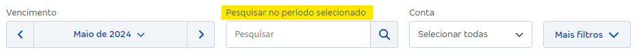 Tela de filtro para Pesquisar no período selecionado.