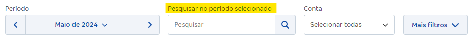 Tela de filtro para Pesquisar no período selecionado.