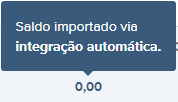 Tela de saldo importado via integração automática.