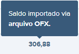 Tela de saldo importado via arquivo OFX.