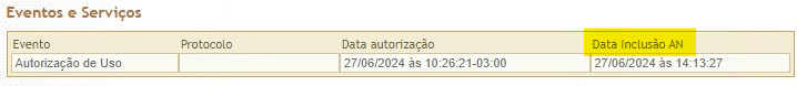 Tela do Portal do Ambiente Nacional com destaque para o campo da Dada Inclusão AN.