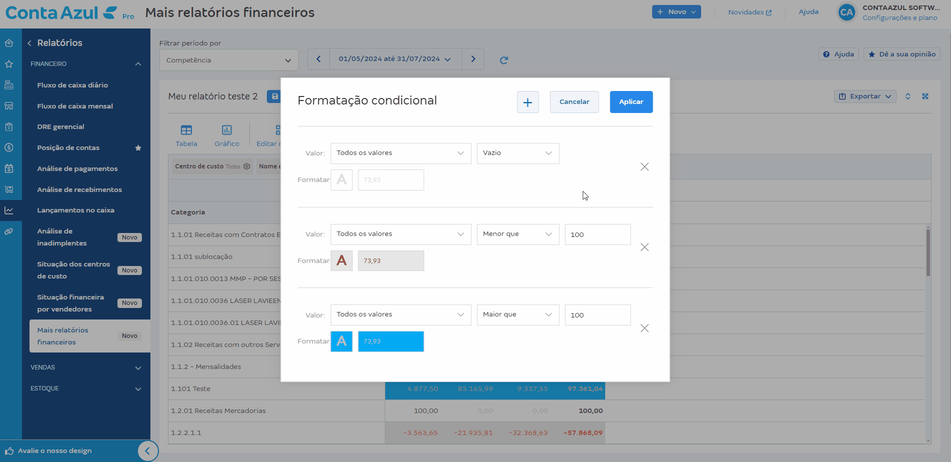 Passo a passo para desfazer a formatação condicional.