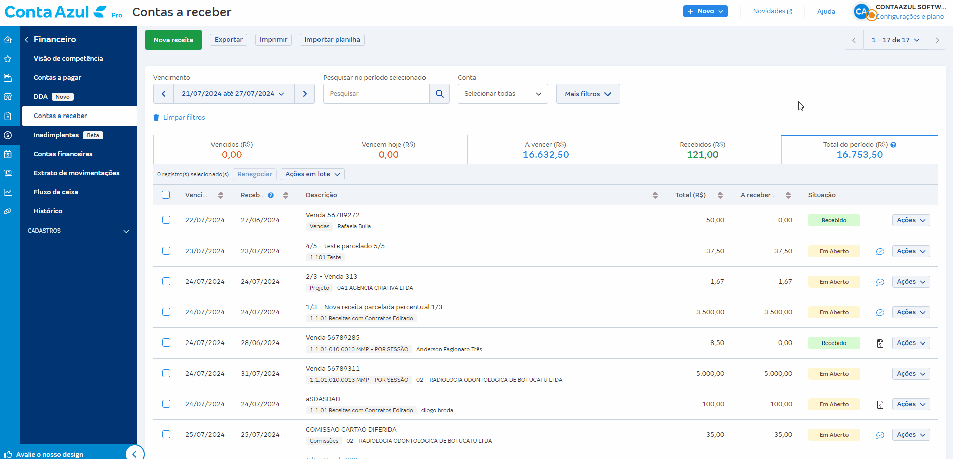 Passo a passo para acessar lançamentos financeiros e editar.