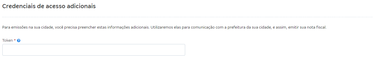 Tela de configurações da NFS-e com destaque para o campo Credenciais de acesso adicionais.