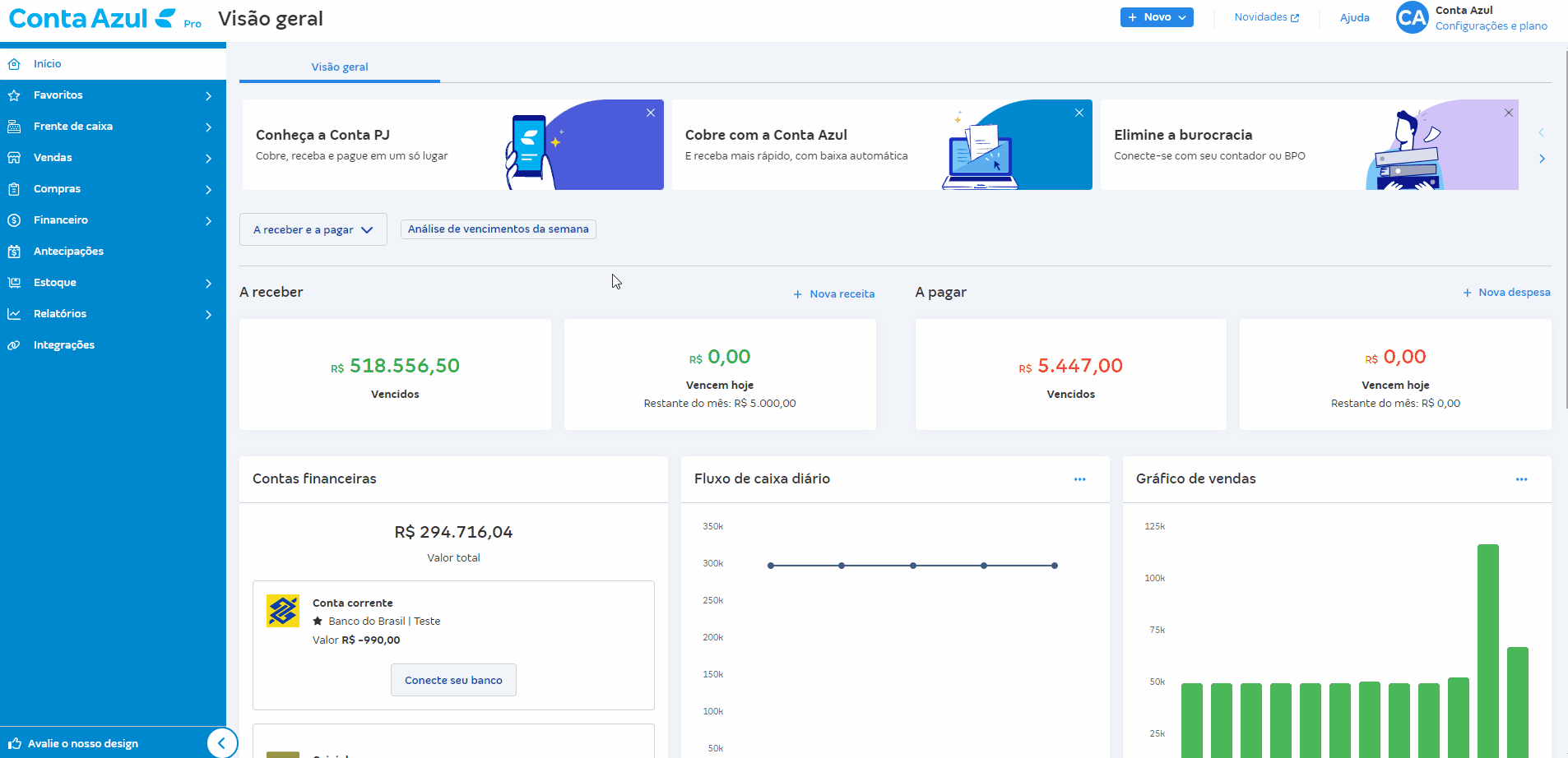 Passo a passo para acessar relatórios Contas a pagar em Mais relatórios financeiros.