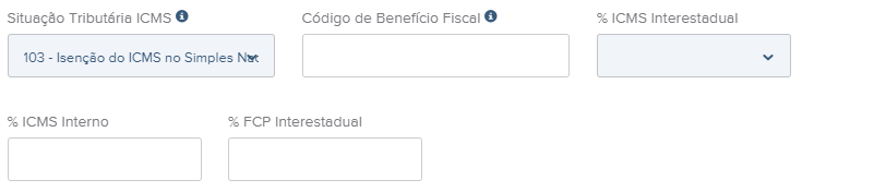 Tela do rascunho da NF-e com destaque para o campo CSOSN 103.