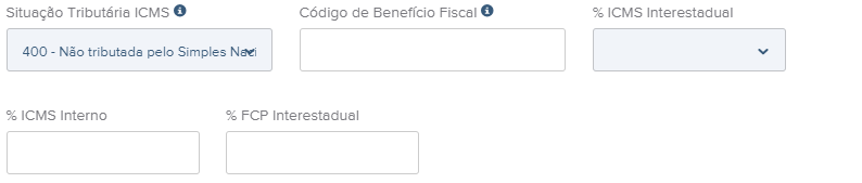 Tela do rascunho da NFe com destaque para o campo CSOSN 400.